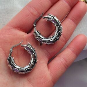 316L Stainless Steel, Gold Plated Hoops, Silver